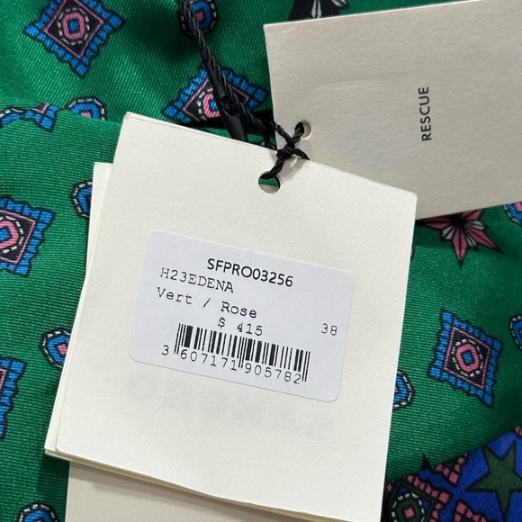 Sandro Edena Mixed Print Satin Shirtdress Mini Dress Size 38 NWT Retail $415 - Picture 14 of 14